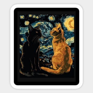 Cat Starry Night Inspiration Sticker